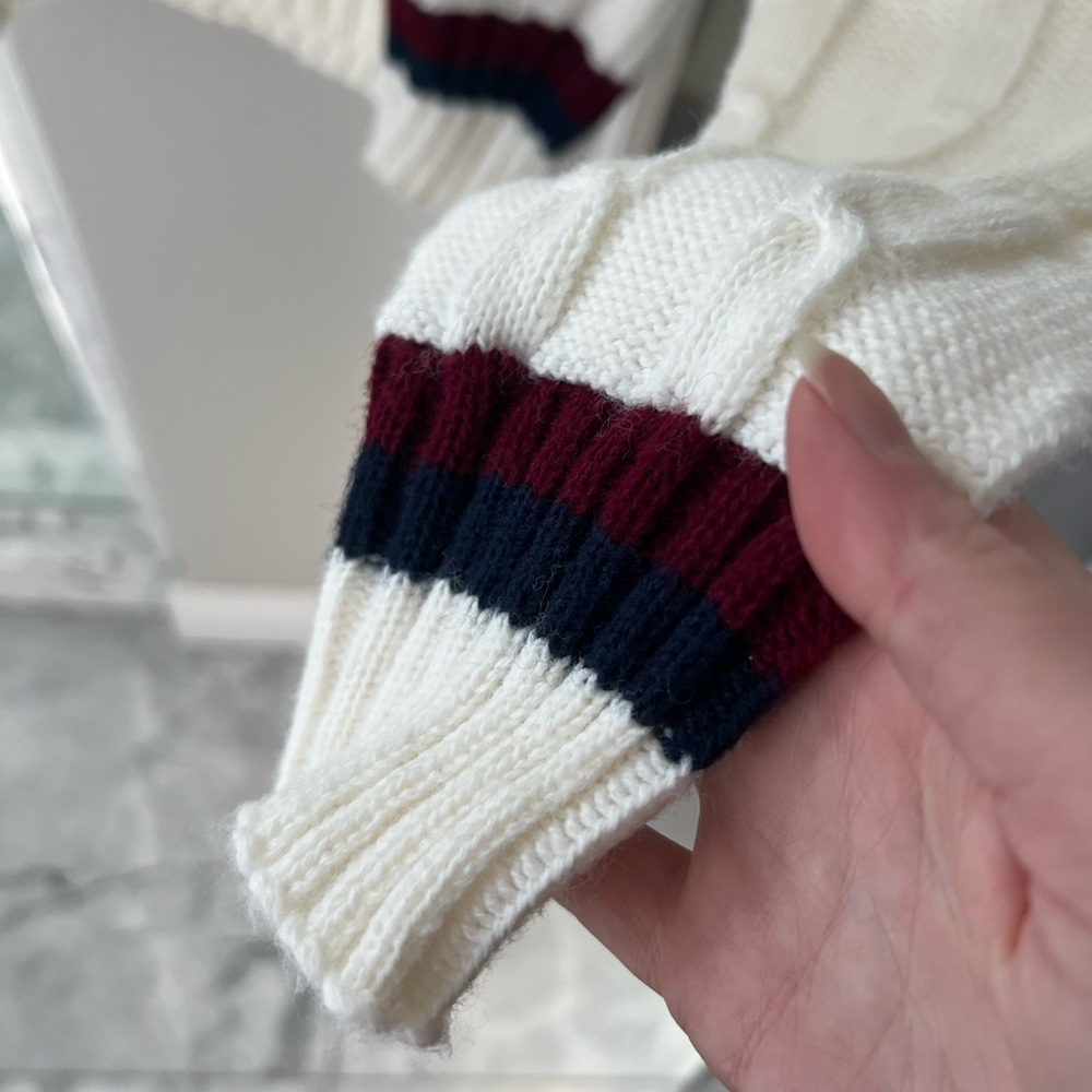 Men’s Medium Cream Cable Knit Sweater Seasport Sportswear - Picture 5 of 12